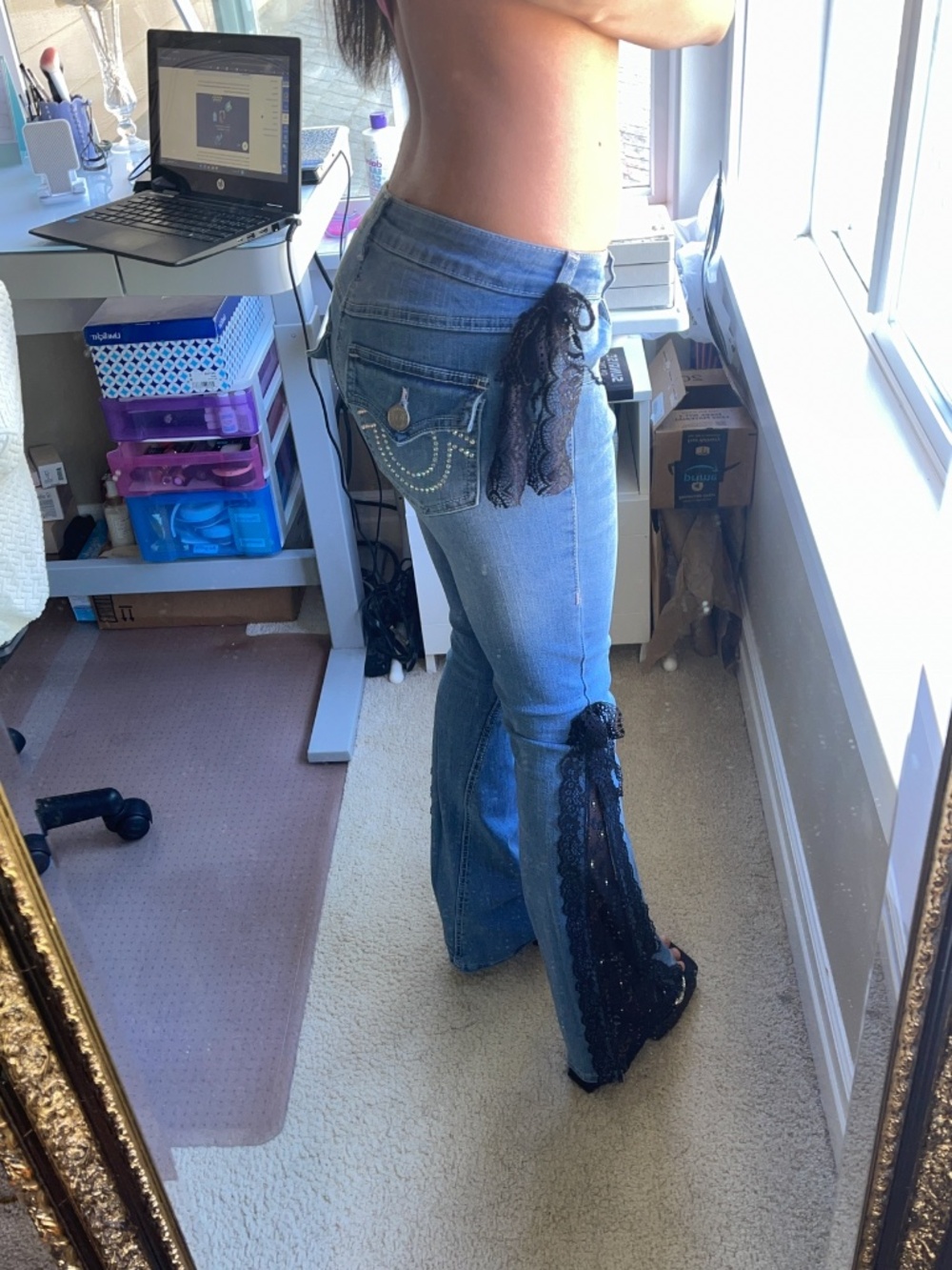Handmade true religion, lace jeans - Picture 2 of 3